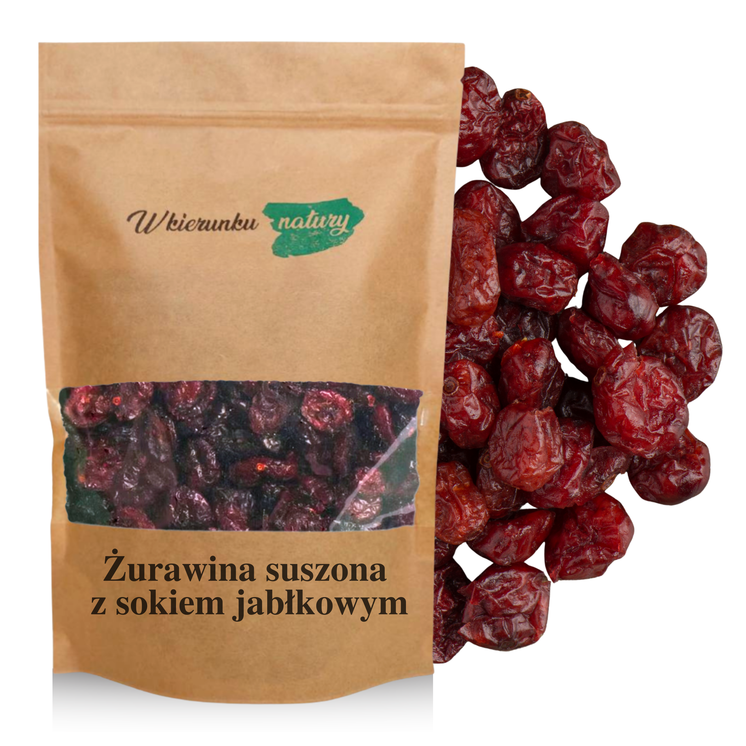 Żurawina suszona całojagodowa z sokiem jabłkowym – bez dodatku cukru