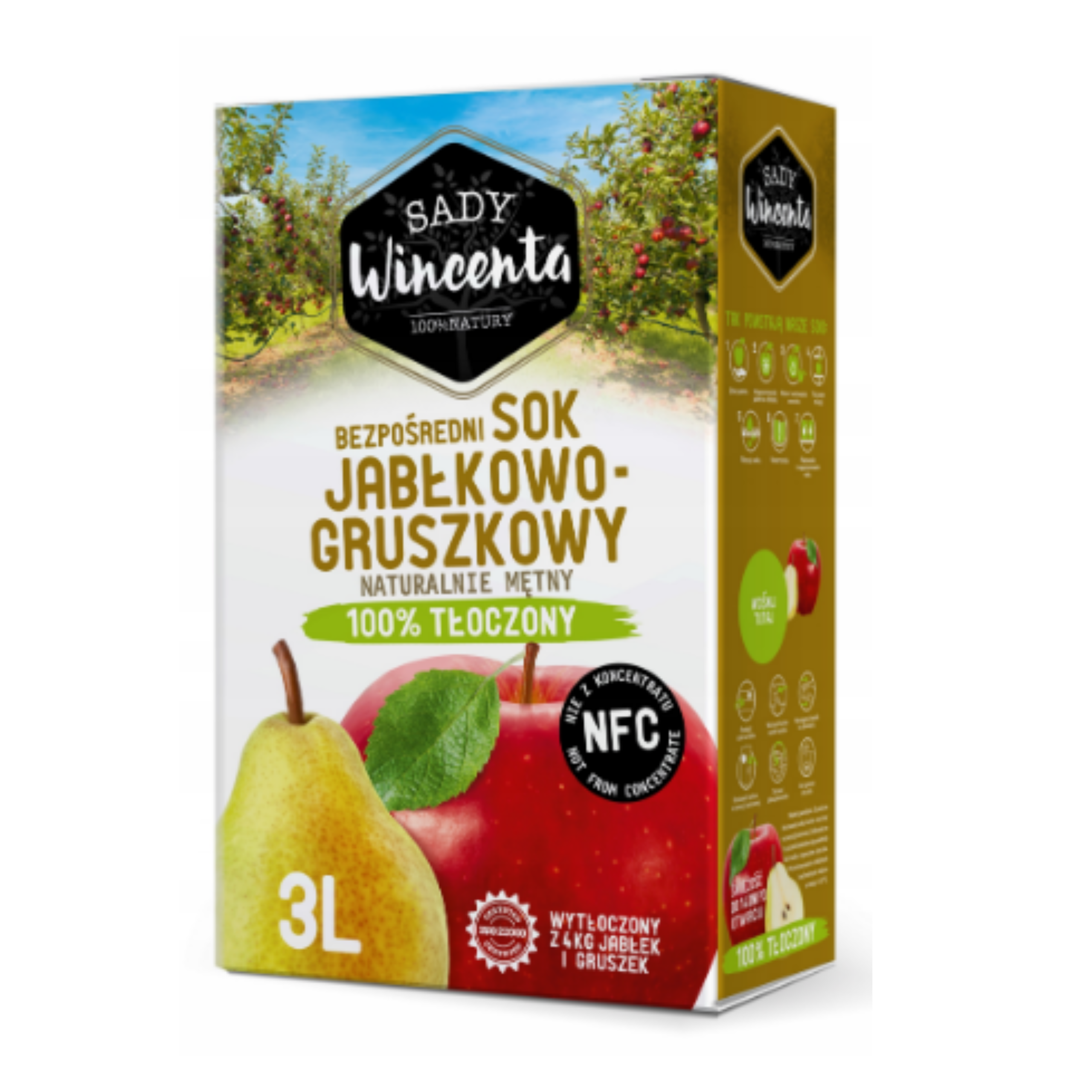 Tłoczony sok jabłkowo - gruszkowy 3l NFC bez dodatków
